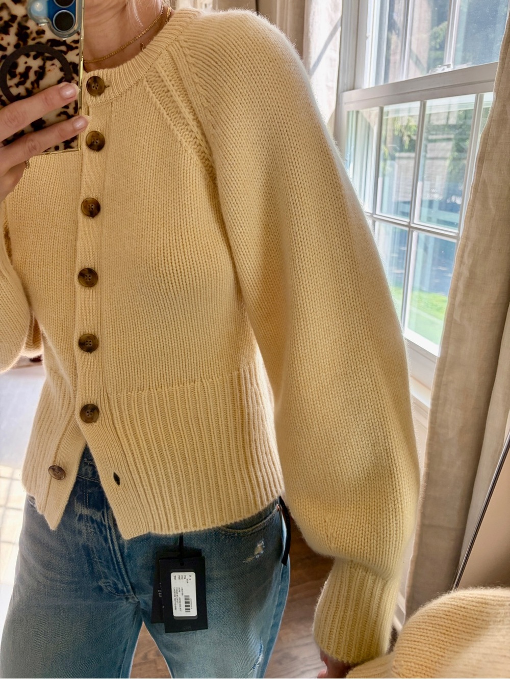 GUEST IN RESIDENCE Butter Yellow Sculpted Cardigan. Small. Like New